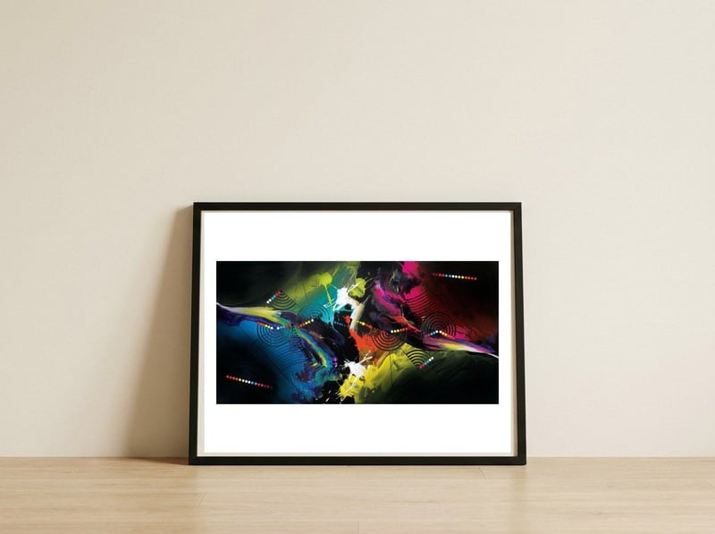 Abstract Art Britto - Qb291 — framed, leaning against the wall