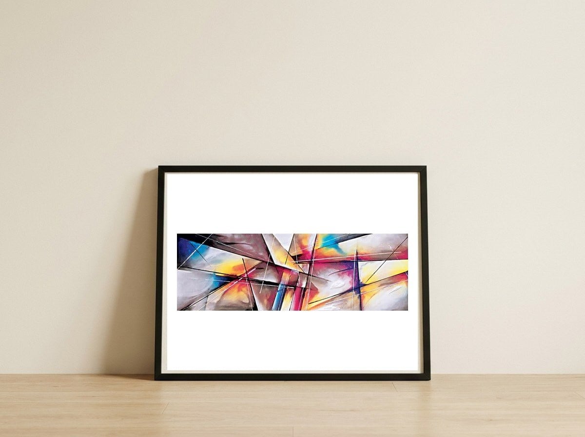 Abstract Art Britto - Qb288 — framed, leaning against the wall