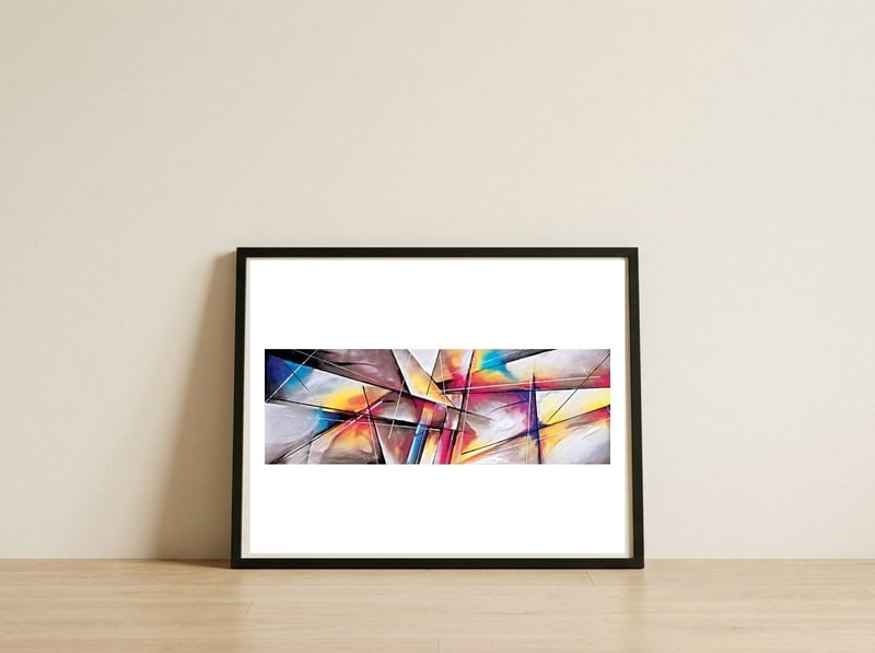 Abstract Art Britto - Qb288 — framed, leaning against the wall