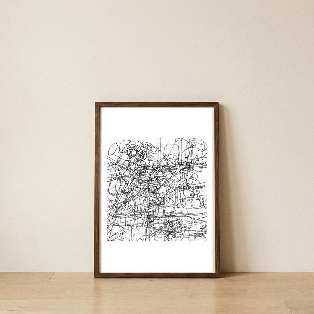 Noise — framed, leaning against the wall