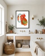 Rooster framed in a breezy room thumbnail