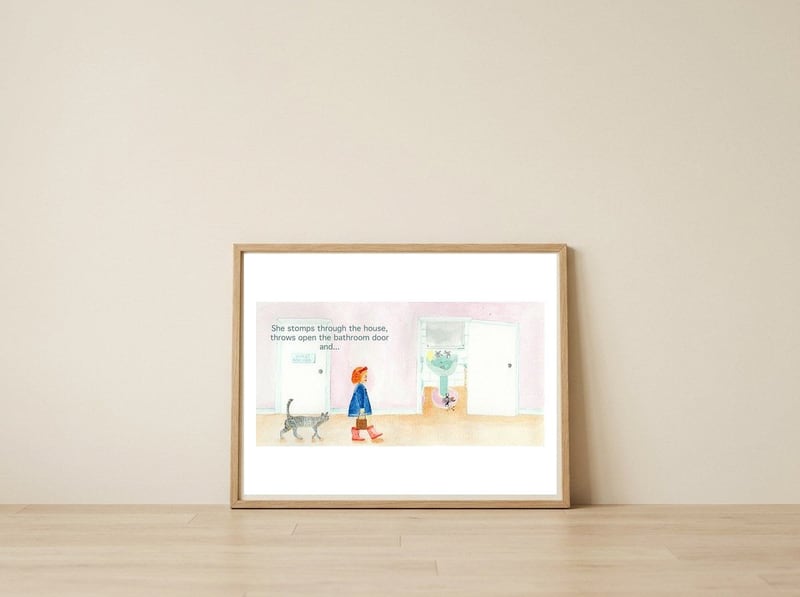 Vicky Licketts & the Little Grey Woodlouse — framed, leaning against the wall