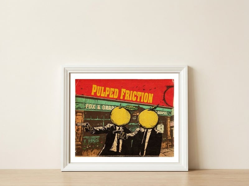 Pulped Friction - Grapefruit & Rosemary IPA 6.6% - Lost Industry x Fox & Grapes — framed, leaning against the wall
