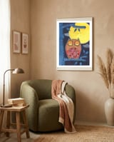 Sleepy Owl framed in a tender room thumbnail