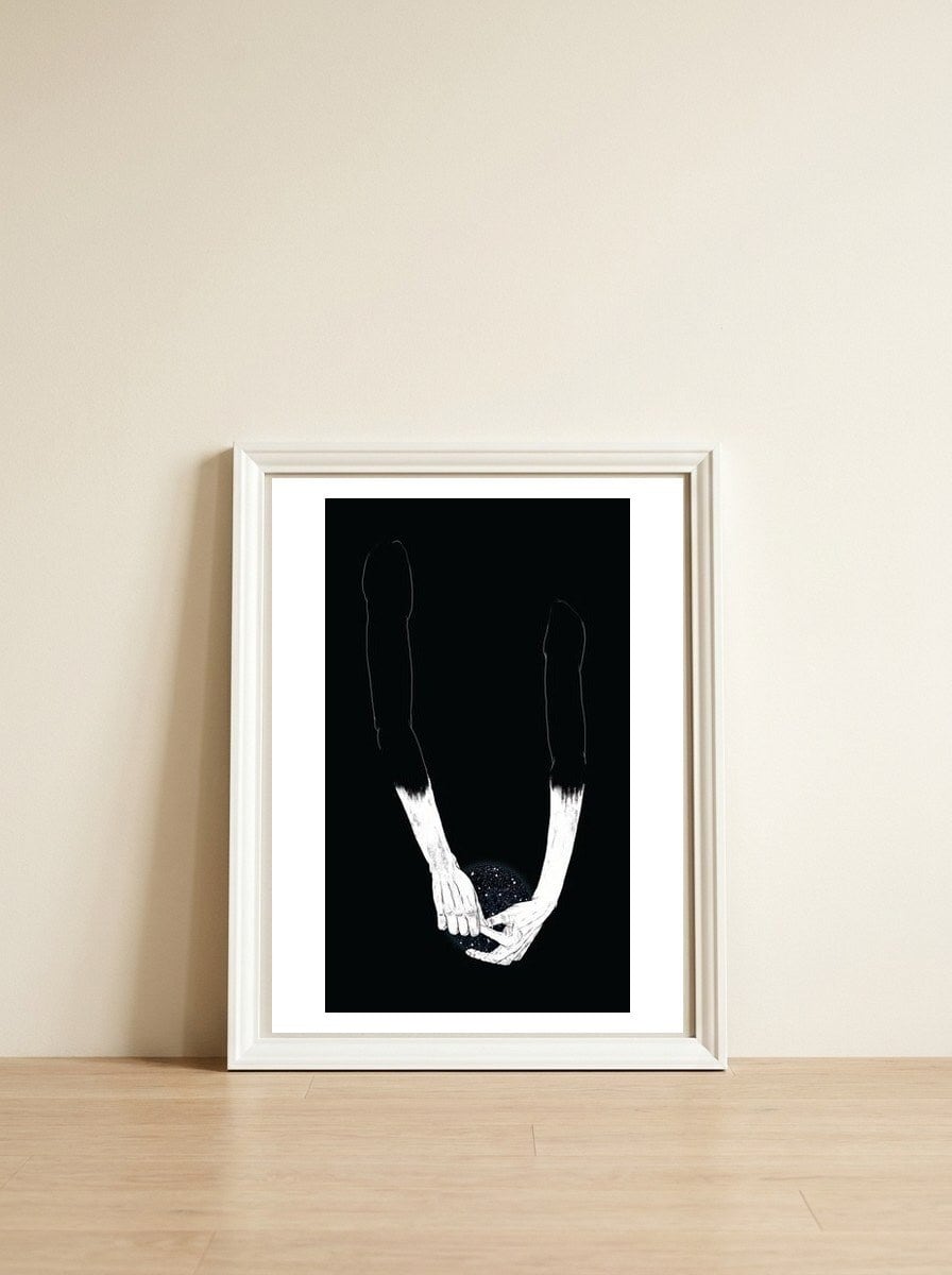 Gentle Hands | Quiet Noises — framed, leaning against the wall