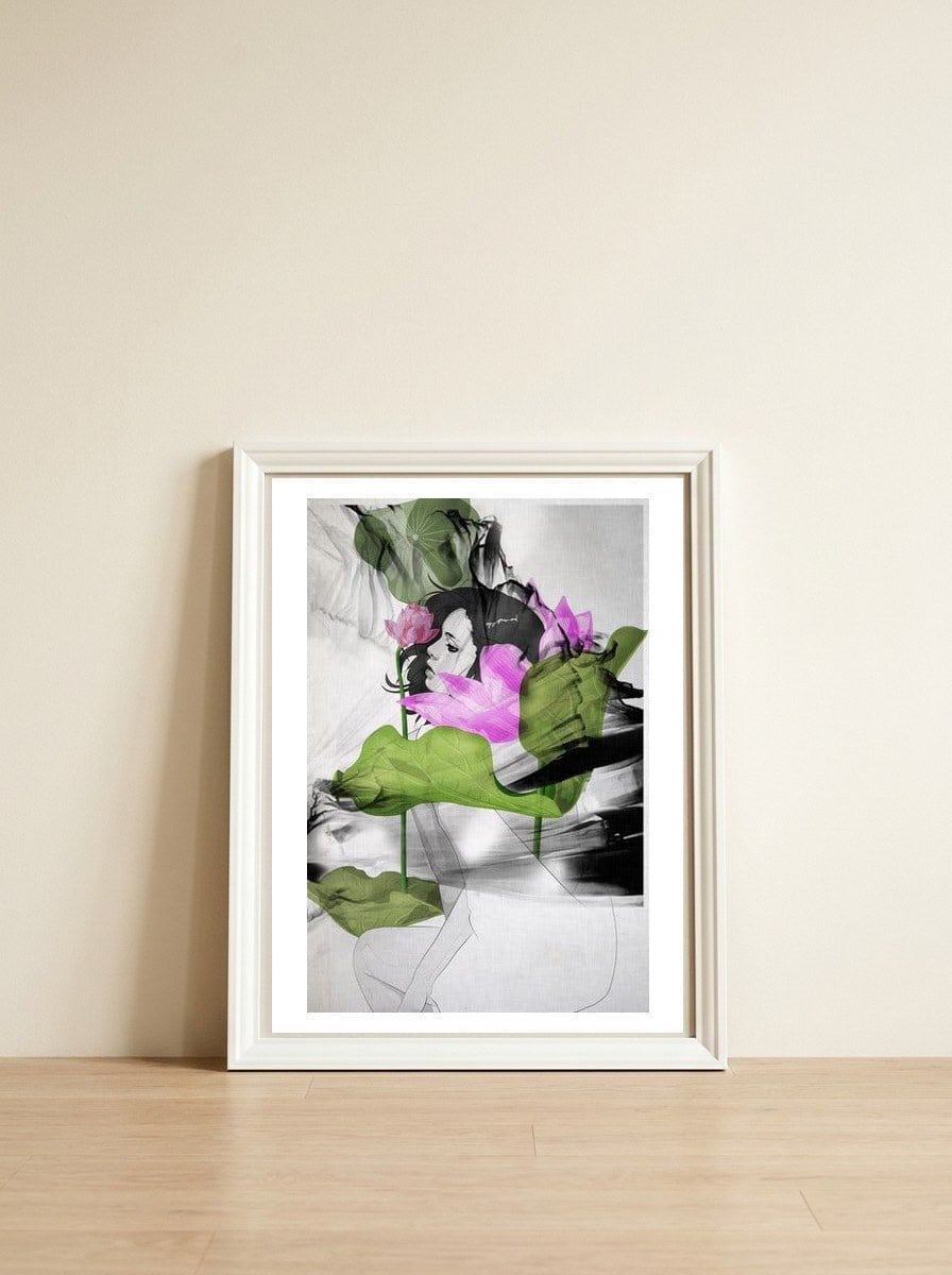 Lotus — framed, leaning against the wall