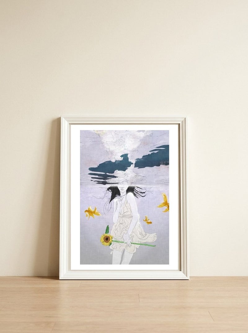 Waterplanet — framed, leaning against the wall