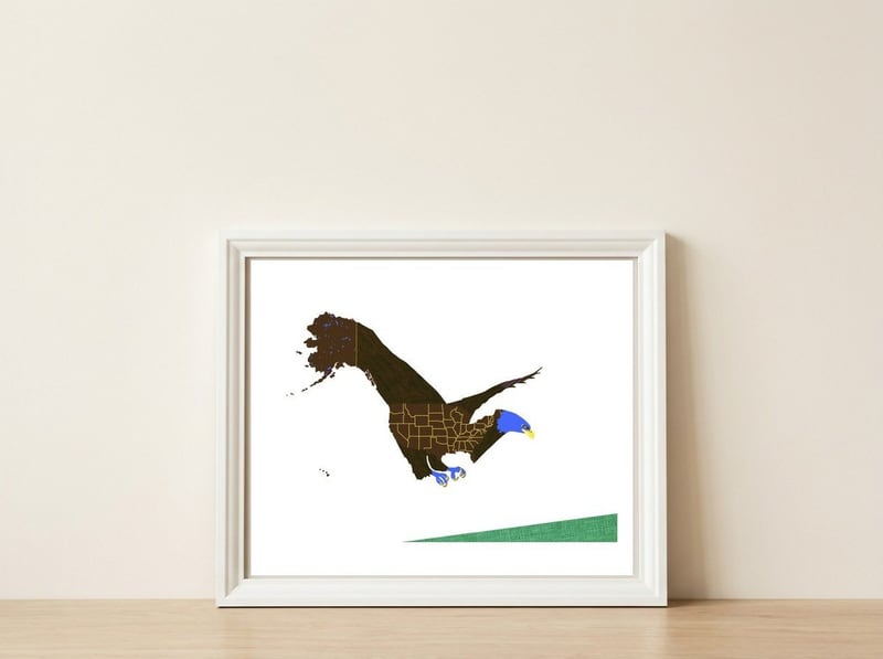 American Bald Eagle — framed, leaning against the wall