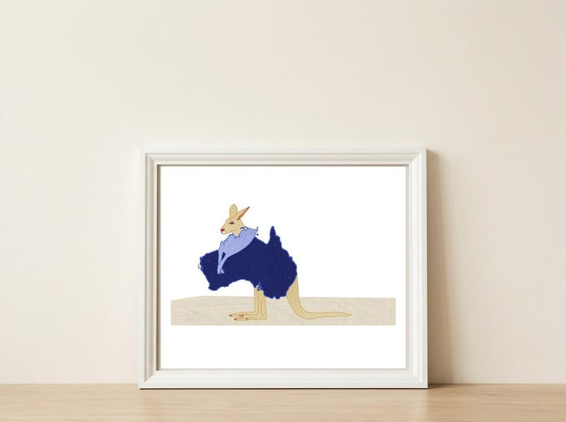 Australian Kangaroo — framed, leaning against the wall