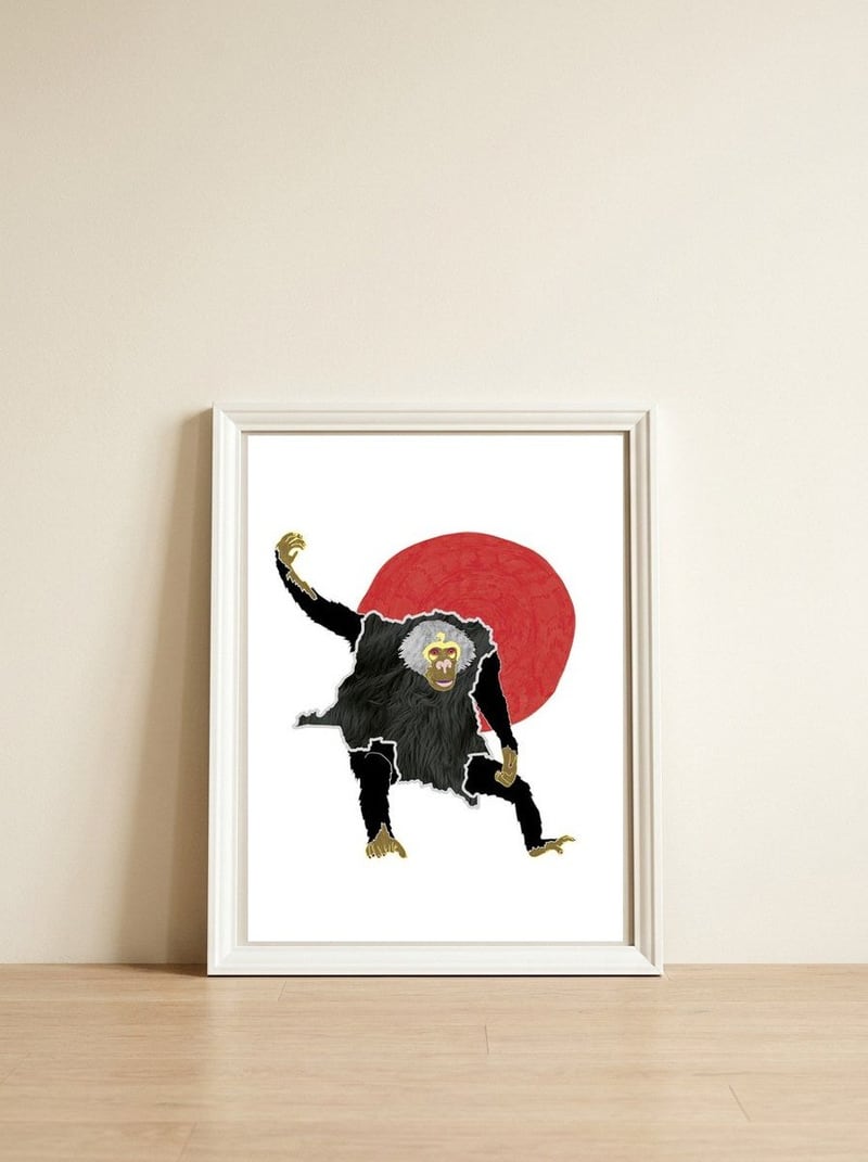 Congolese Bonobo — framed, leaning against the wall