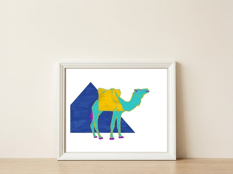 Egyptian Dromedary — framed, leaning against the wall