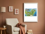 Yucatan Map Illustration framed in a tender room thumbnail