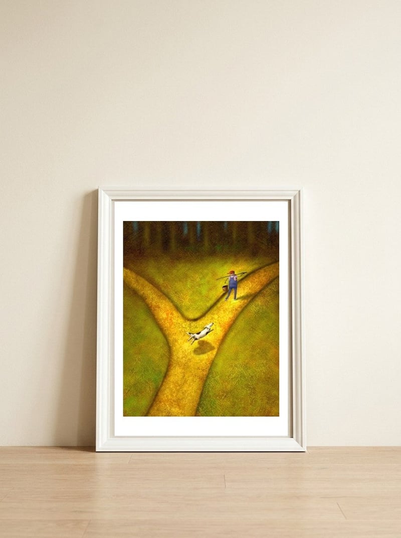 Puppy Love — framed, leaning against the wall
