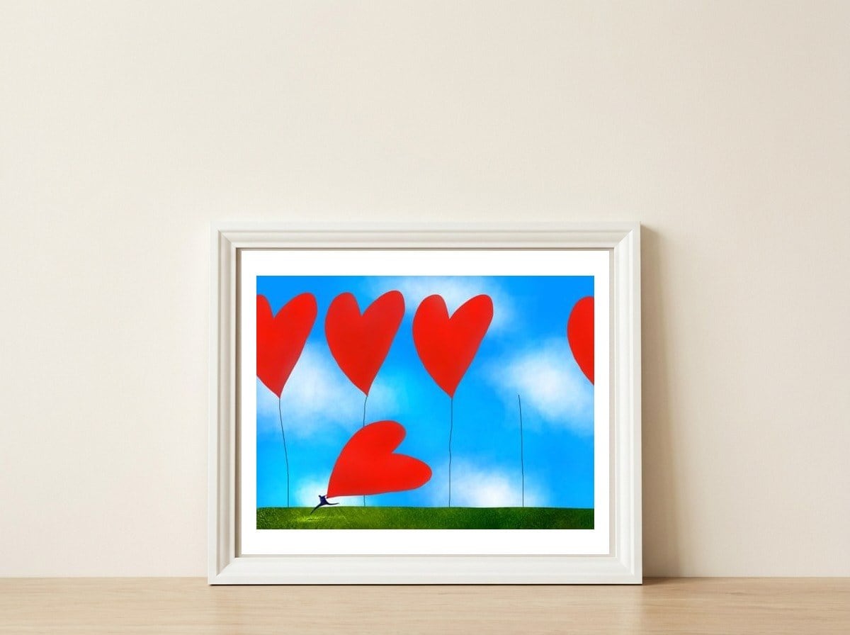 Stealing Hearts — framed, leaning against the wall