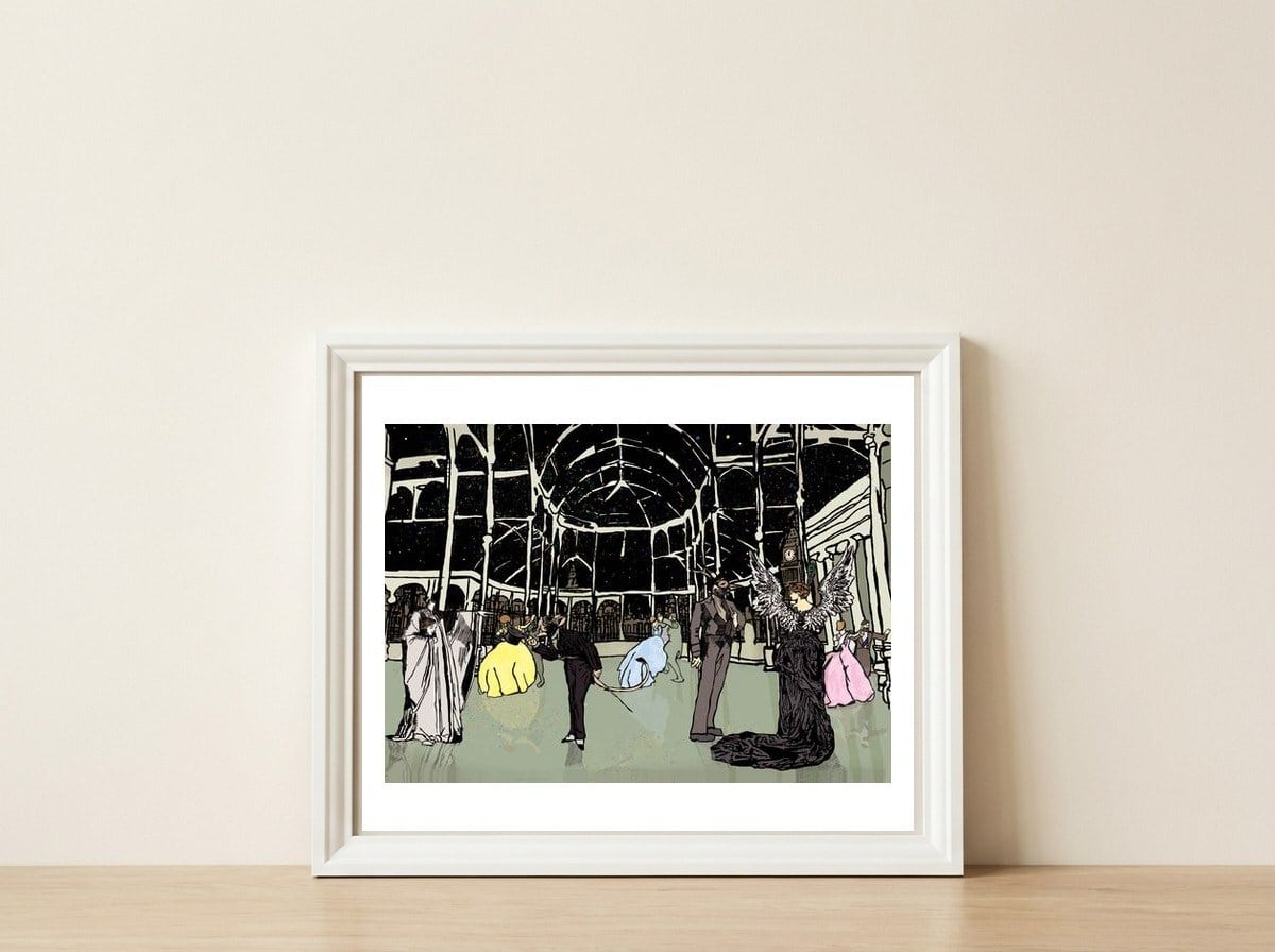 New Years Eve London 1884  — framed, leaning against the wall