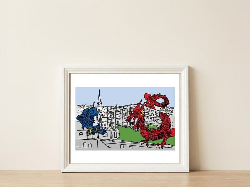 Norwich Dragons — framed, leaning against the wall