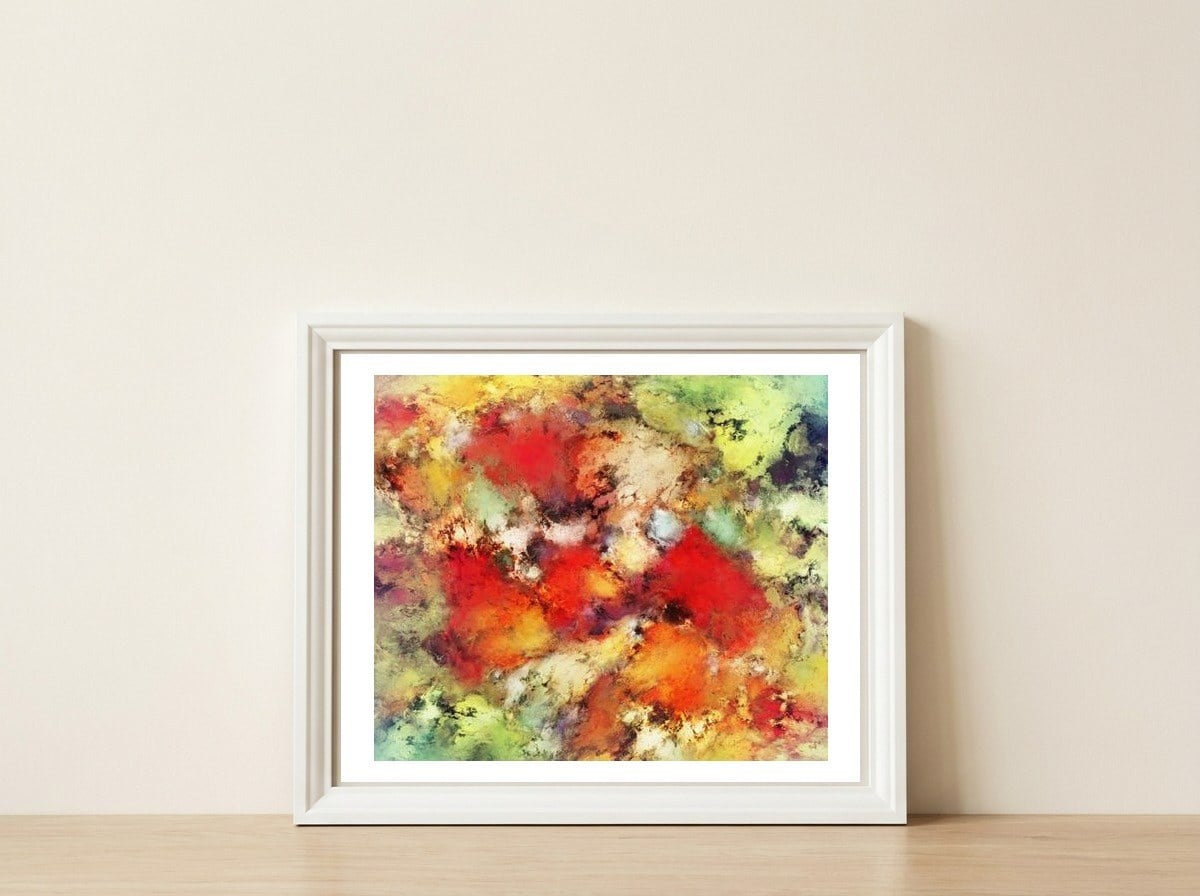 Red Colour Identity — framed, leaning against the wall