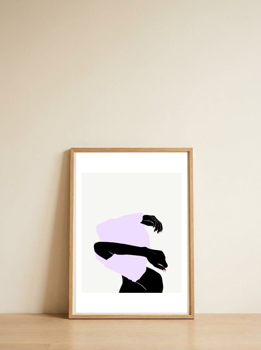 Clothes On /Clothes Off — framed, leaning against the wall