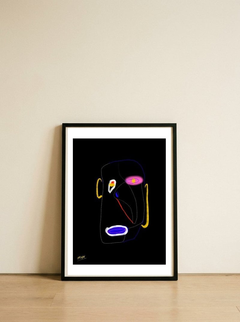 Electric — framed, leaning against the wall
