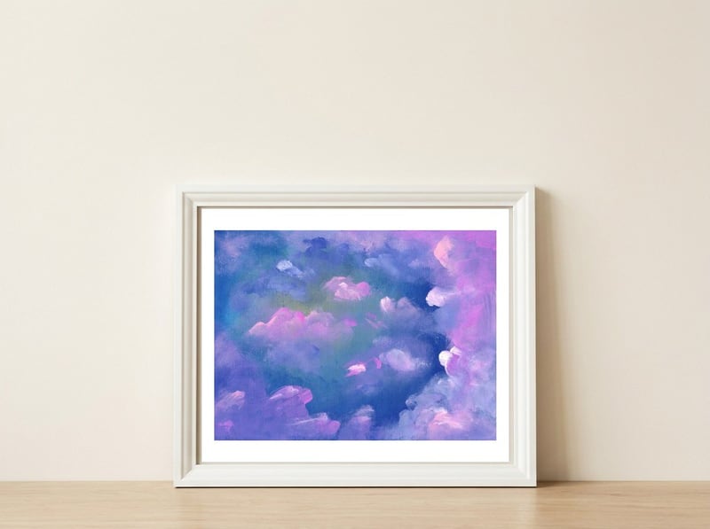 Galaxy flowers — framed, leaning against the wall