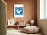 Kawaii Cute Abominable Snowman Yeti framed in a gentle room thumbnail