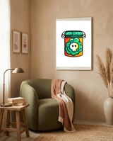 Kawaii Cute Skull In A Jar framed in a tender room thumbnail