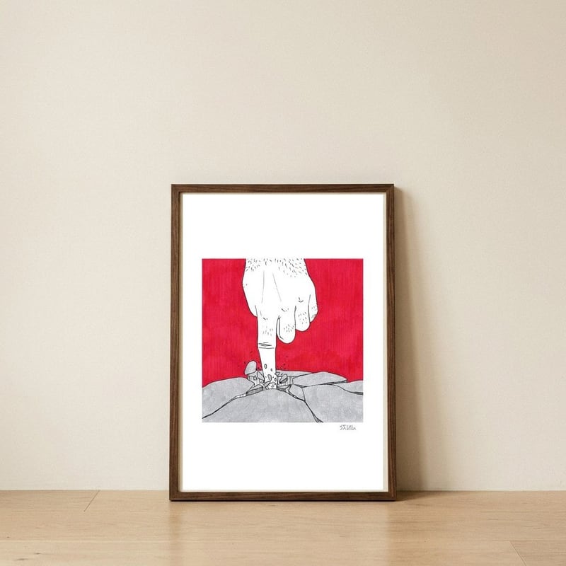 BREAKABLE — framed, leaning against the wall