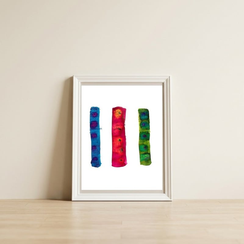 Colours  — framed, leaning against the wall