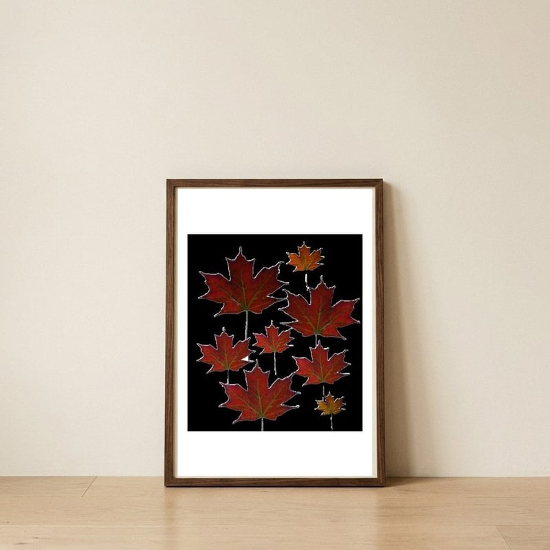 Autumn leaves (2) — framed, leaning against the wall
