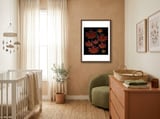 Red Autumn Leaves on Black Ground. framed in a tender room thumbnail