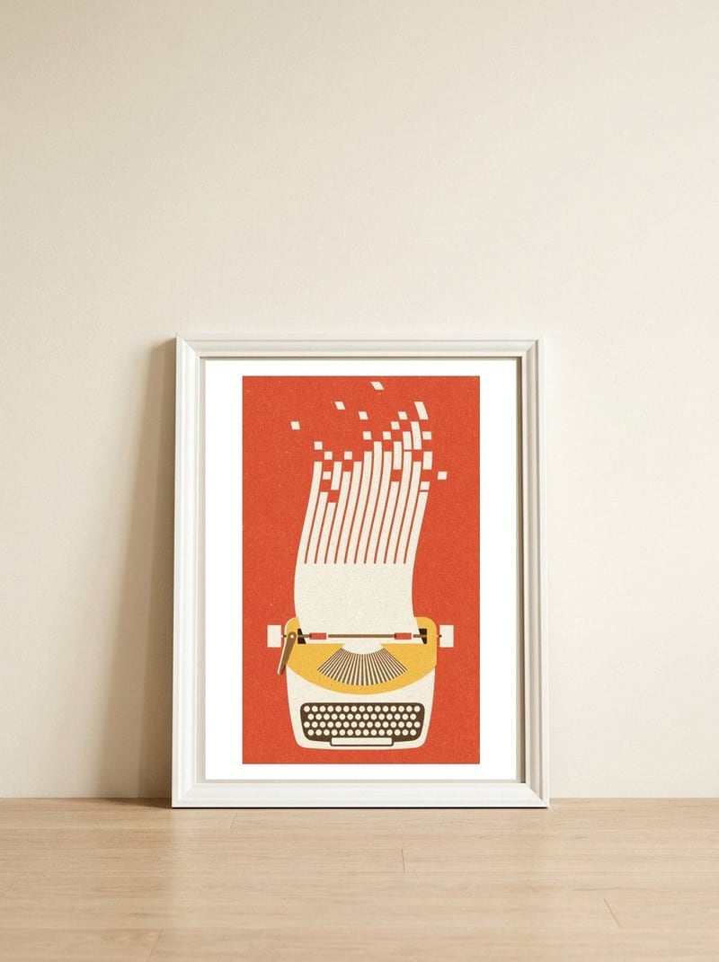 Ephemera — framed, leaning against the wall