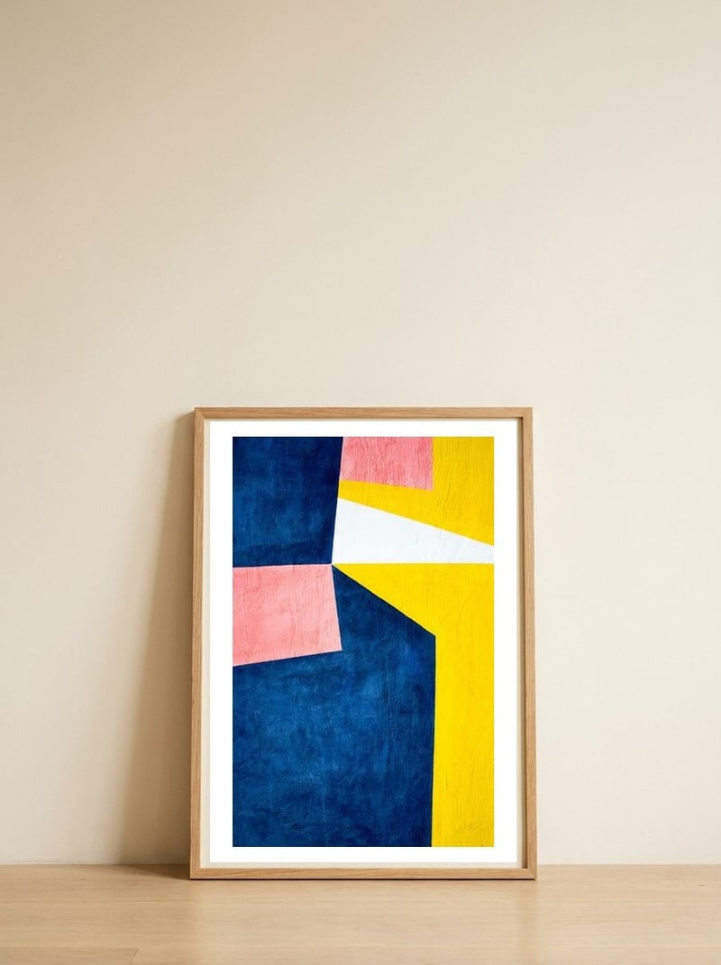 Abstracta — framed, leaning against the wall