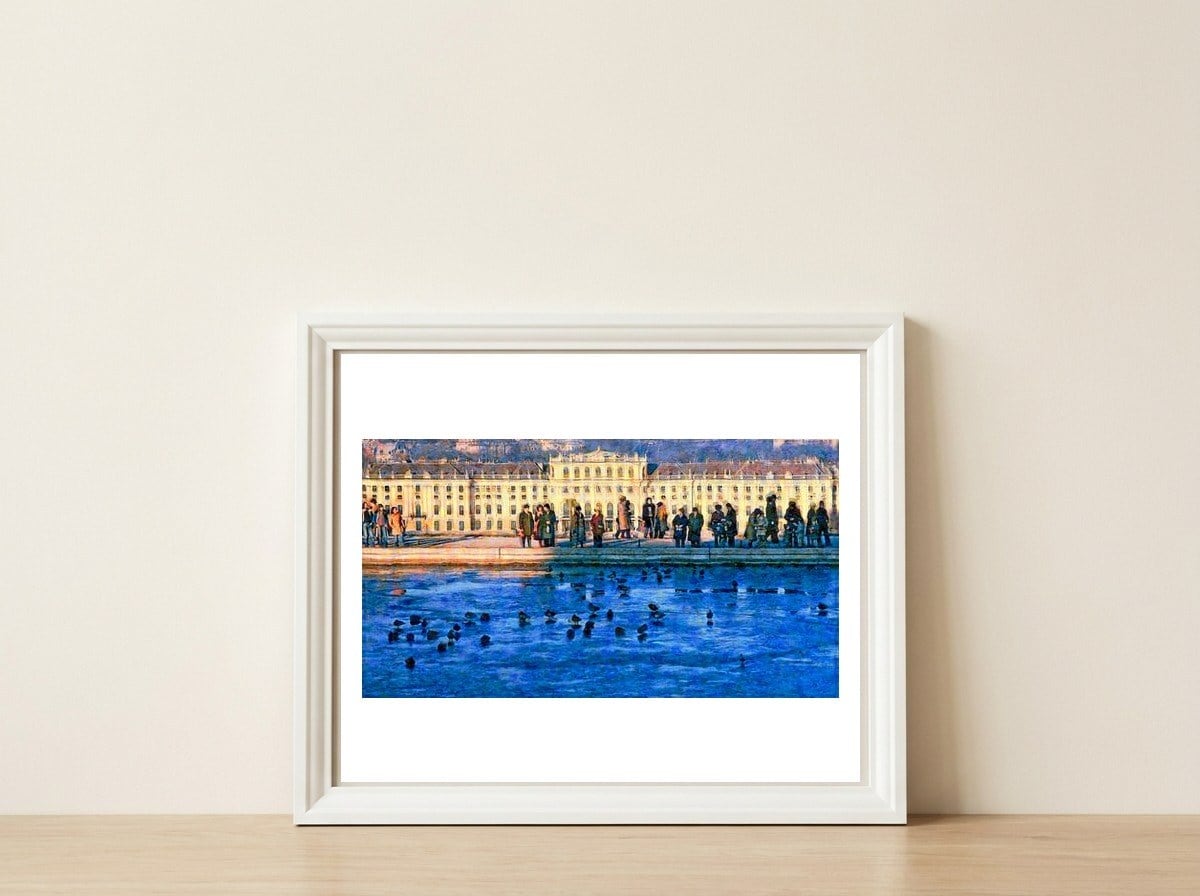 Winter's day at Schoenbrunn — framed, leaning against the wall
