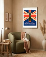 British Grand Prix poster framed in a tender room thumbnail