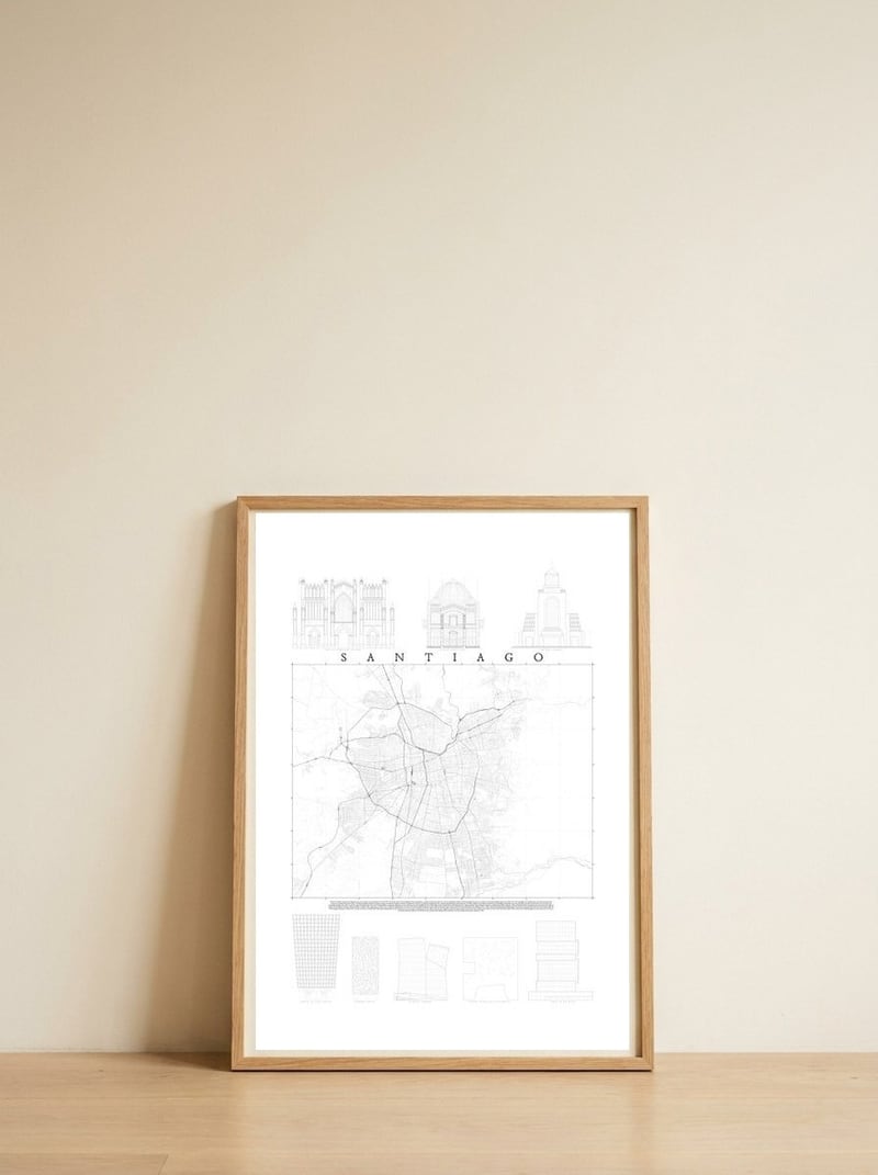 Santiago — framed, leaning against the wall