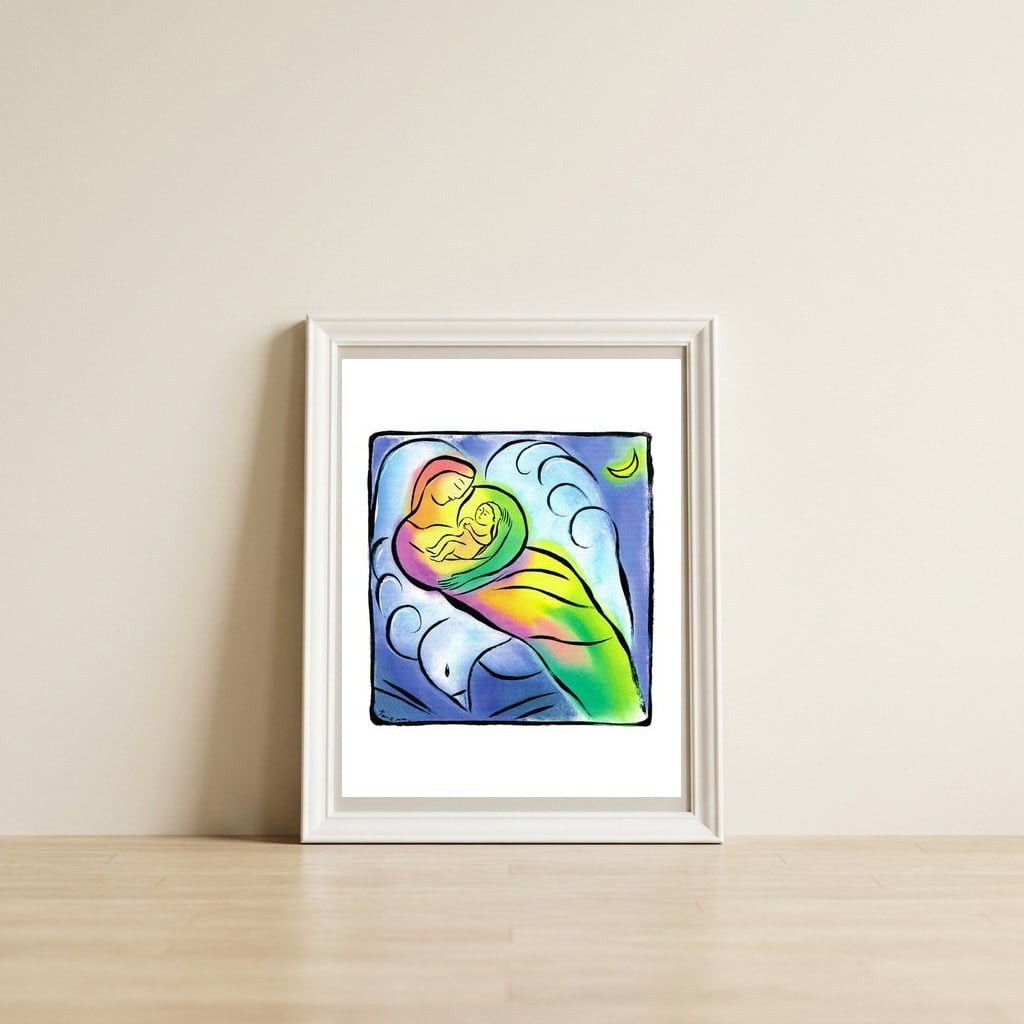 New Baby — framed, leaning against the wall