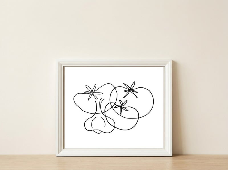 Garlic Tomatoes — framed, leaning against the wall