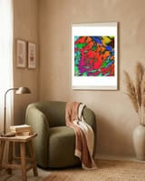 Shattering Red Tigers framed in a tender room thumbnail