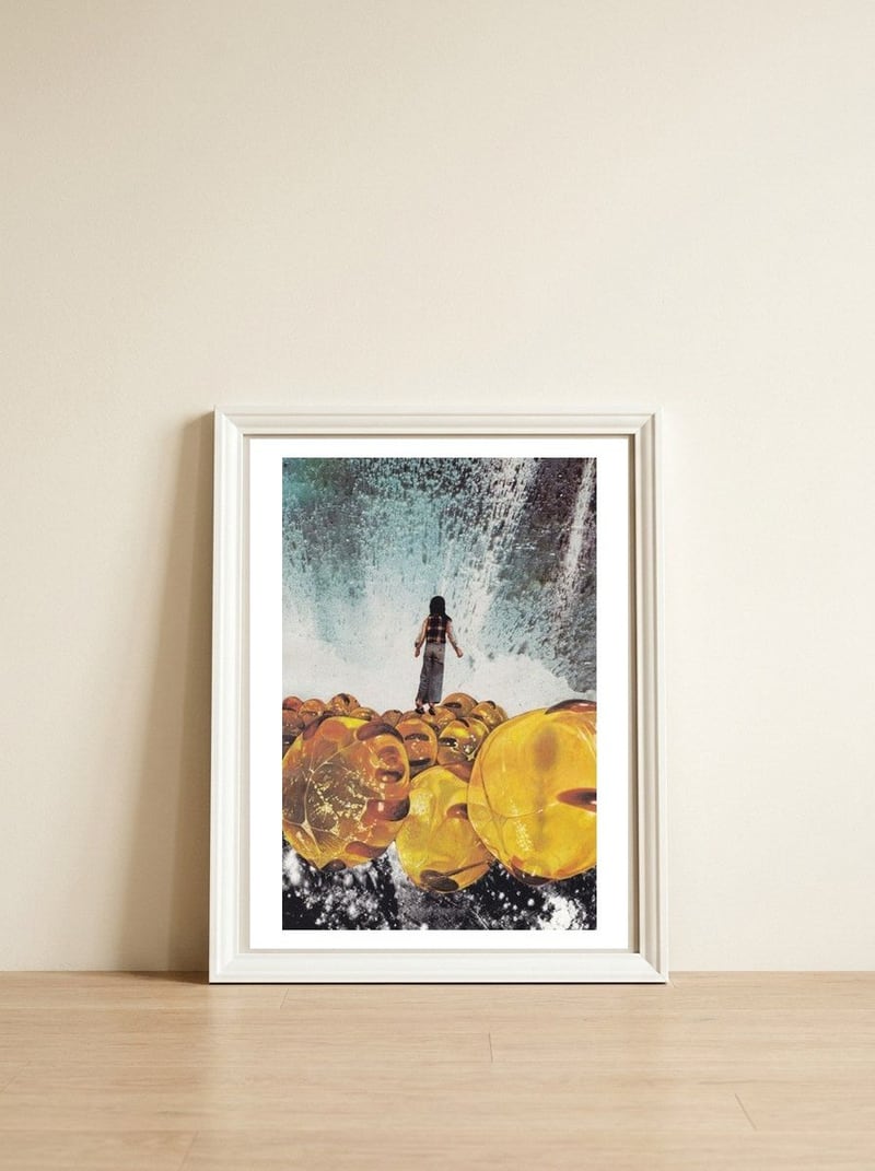 Untitled — framed, leaning against the wall