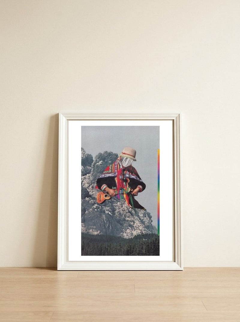 Seismic Wave — framed, leaning against the wall