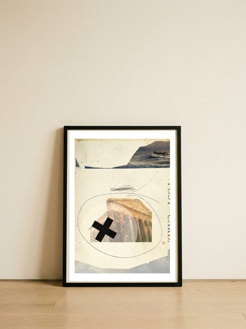 X marks the spot — framed, leaning against the wall