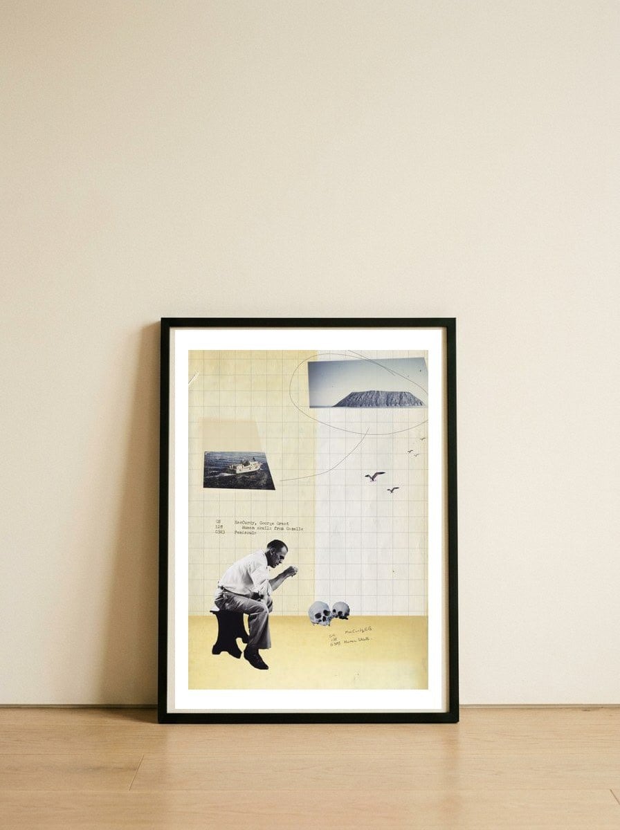 Casting the bones — framed, leaning against the wall