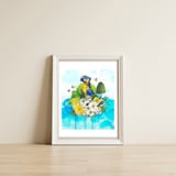 Floral Parrot  — framed, leaning against the wall thumbnail