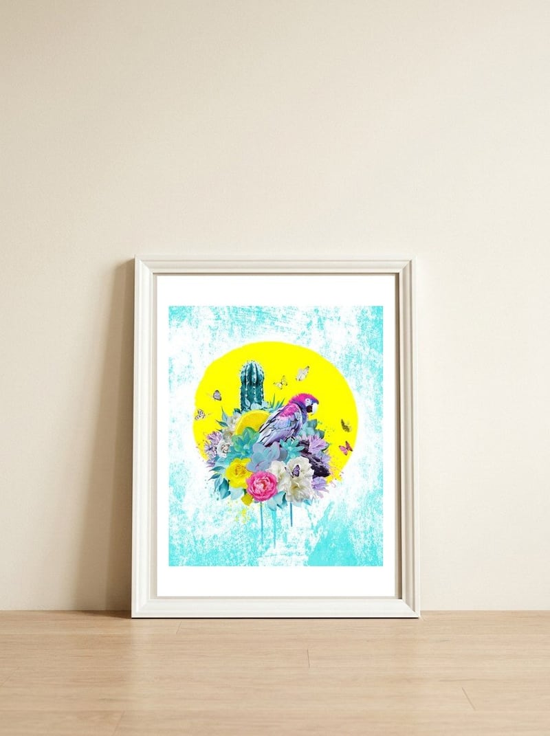 Floral Ara  — framed, leaning against the wall