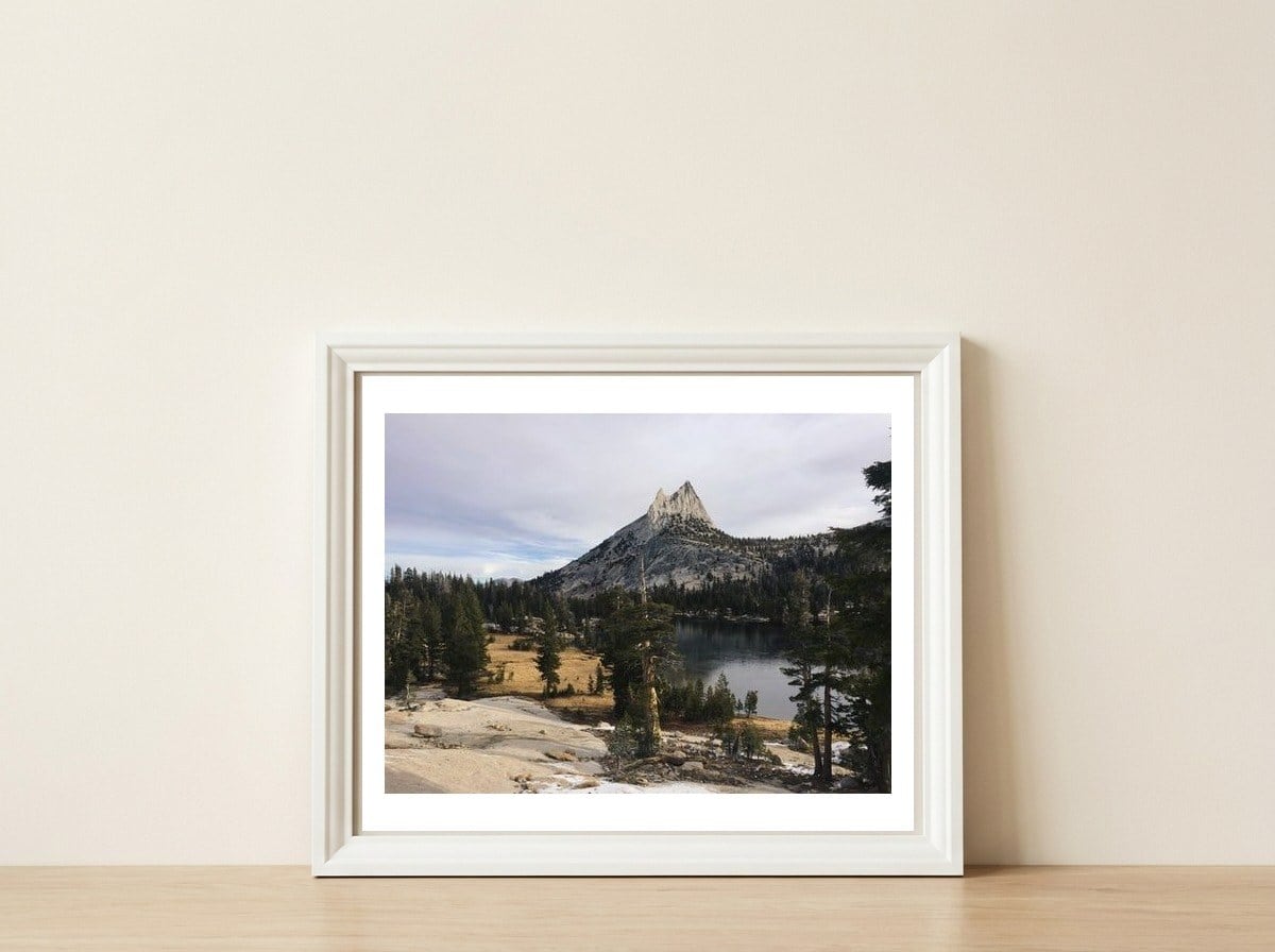 Cathedral Lakes I — framed, leaning against the wall