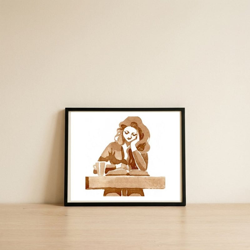 Reader — framed, leaning against the wall
