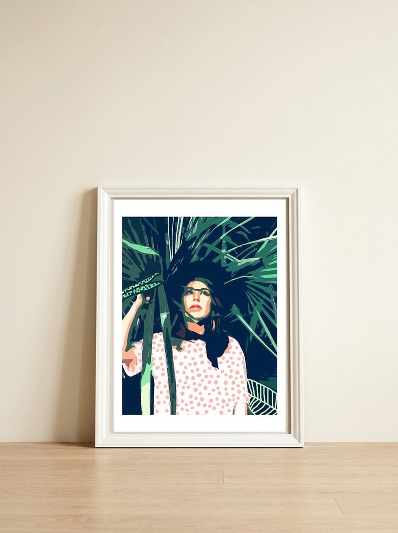 Tropical Travel — framed, leaning against the wall