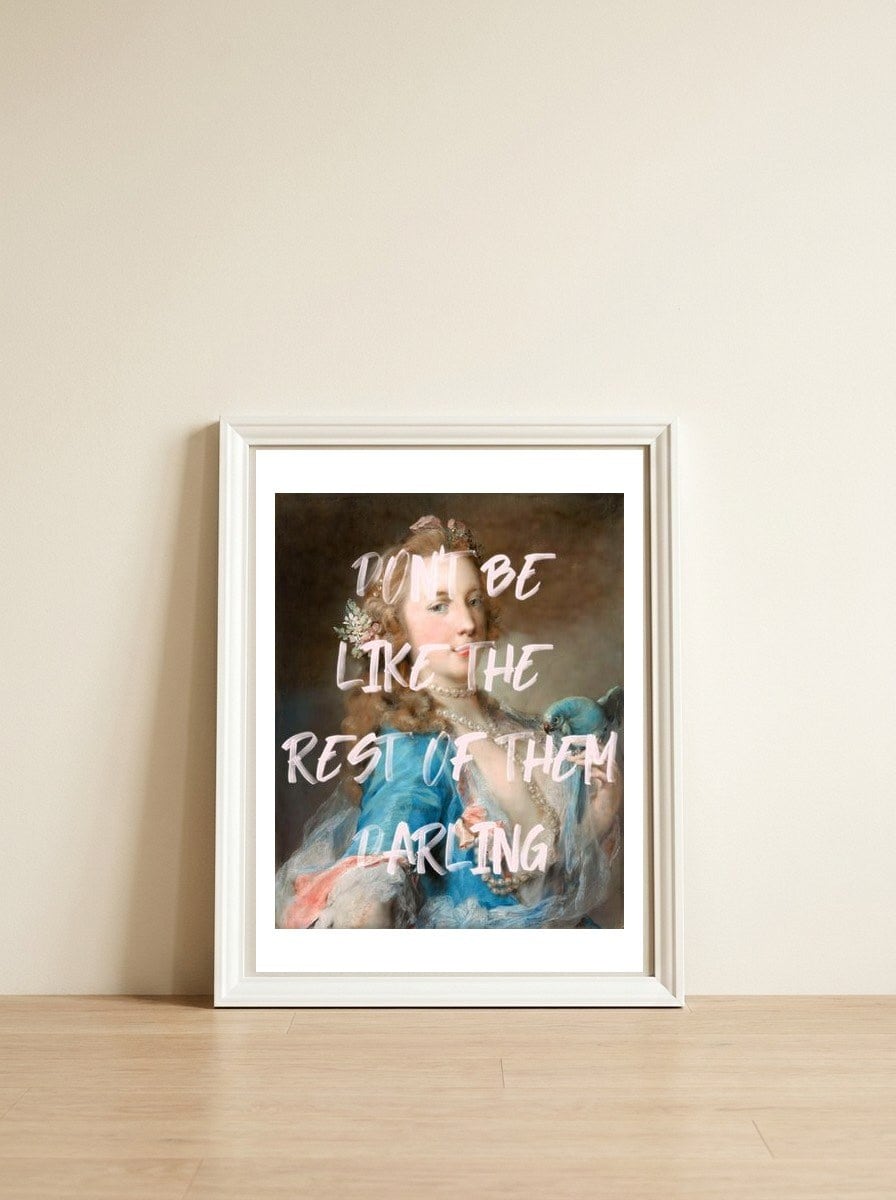 Darling — framed, leaning against the wall