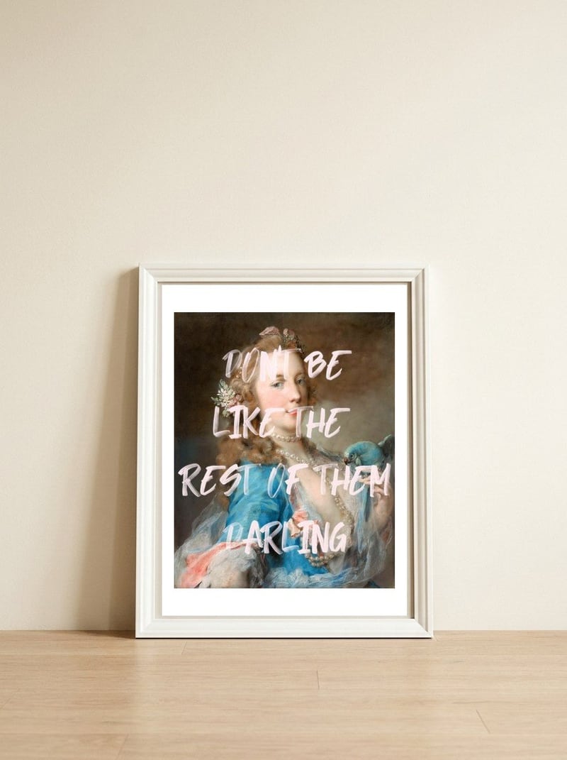 Darling — framed, leaning against the wall