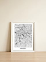 London White Map — framed, leaning against the wall thumbnail